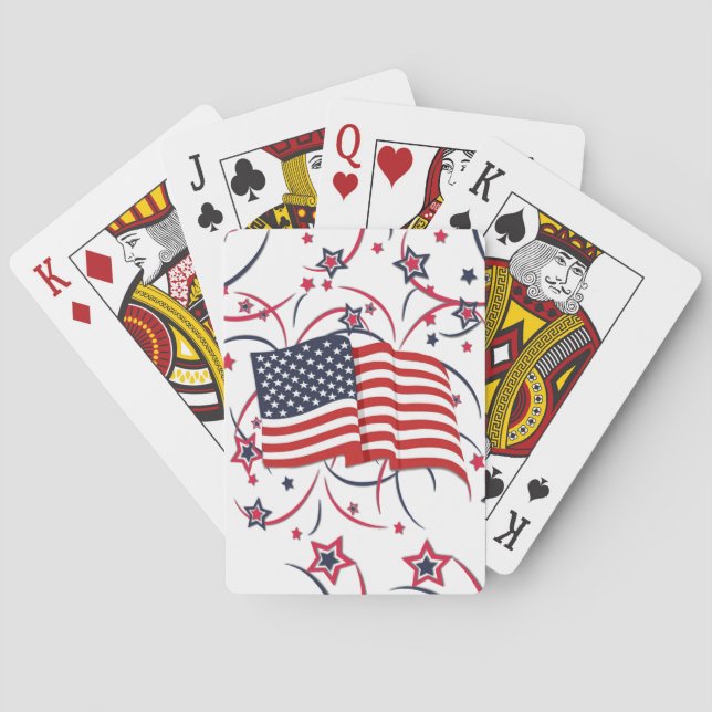 Amerikansk flagga och fyrverkerier casinokort (Baksidan)