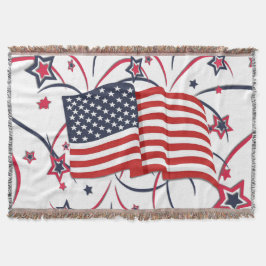 Amerikansk flagga och fyrverkerier filt