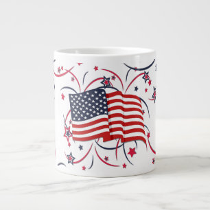 Amerikansk flagga och fyrverkerier jumbo mugg