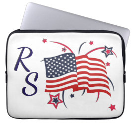 Amerikansk flagga och fyrverkerier laptop fodral