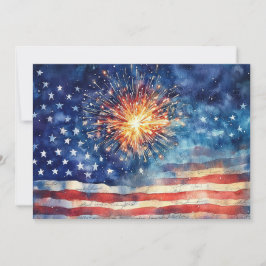 Amerikansk flagga och fyrverkerier och amerikansk julkort