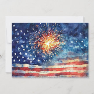 Amerikansk flagga och fyrverkerier och amerikansk julkort