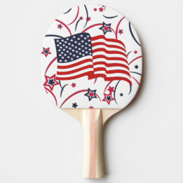 Amerikansk flagga och fyrverkerier pingisracket