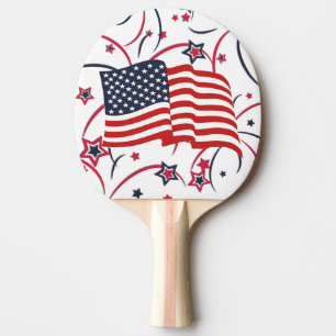 Amerikansk flagga och fyrverkerier pingisracket
