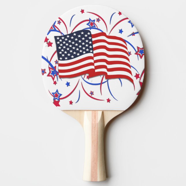 Amerikansk flagga och fyrverkerier pingisracket (Baksidan)