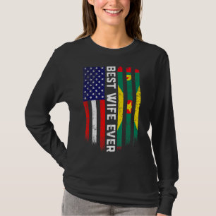 Amerikansk Flagga och Grenada Flagga Bästa fru någ T Shirt