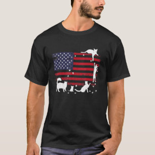 Amerikansk flagga och katter Kul busiga katter lek T Shirt