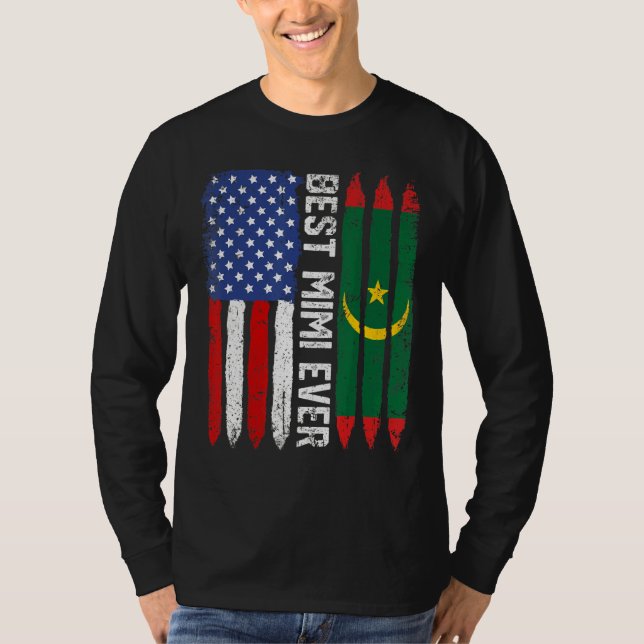 Amerikansk Flagga och Mauretanien Flagga Best Mimi T Shirt (Framsida)