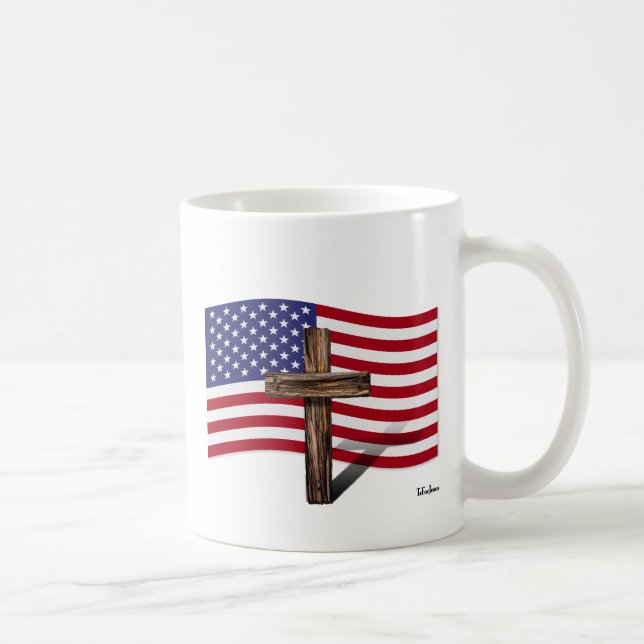 Amerikansk flagga och robust kors kaffemugg (Höger)