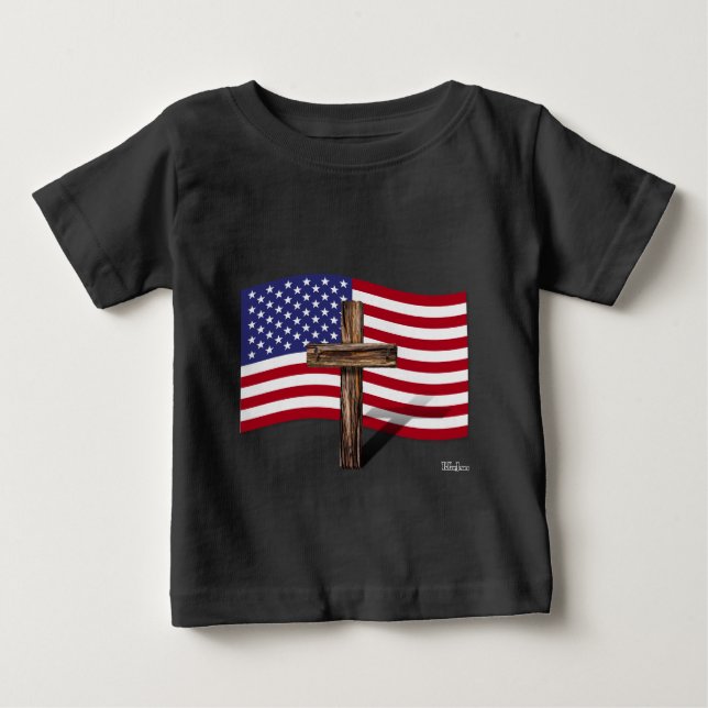 Amerikansk flagga och robust kors tee (Framsida)