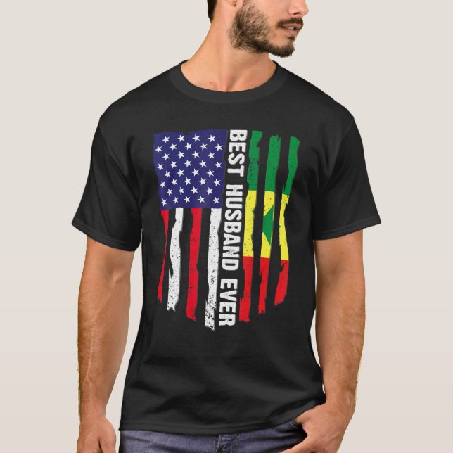 Amerikansk Flagga och Senegal Flagga Best Make någ T Shirt (Framsida)