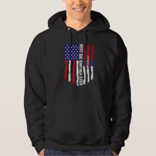 Amerikansk Flagga och Serbiens Flagga Best Big Bro Hoodie
