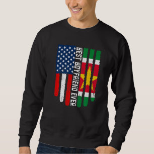 Amerikansk Flagga och Surinam Flagga Best Boykompi Lång Ärmad Tröja