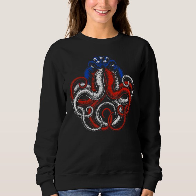 Amerikansk Flagga Octopus T Shirt (Framsida)