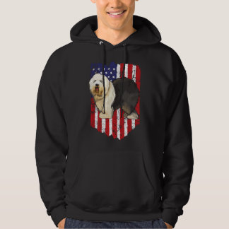 Amerikansk flagga Old English Sheepdog 4 juli USA Hoodie