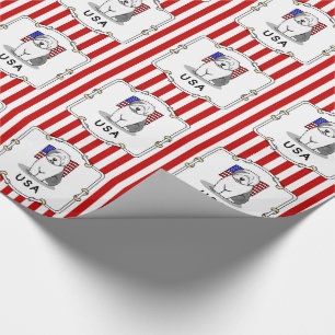 Amerikansk Flagga Old English Sheepdog (Grått 1) Presentpapper