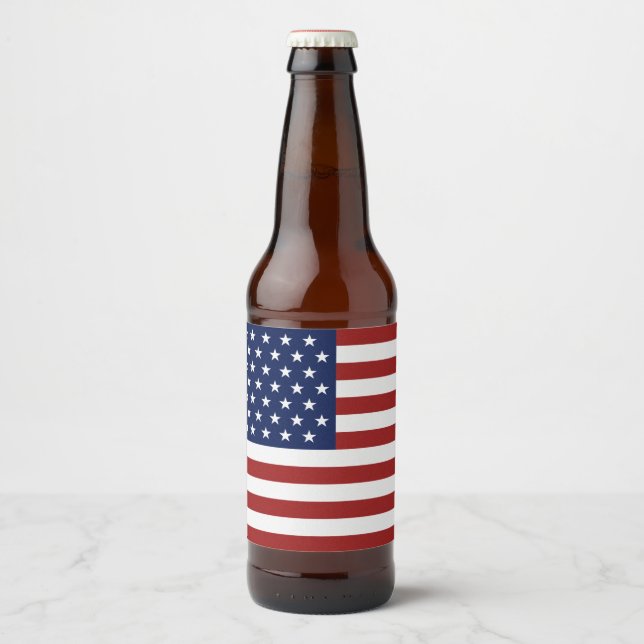 Amerikansk Flagga Ölflaska Etikett (Framsida)