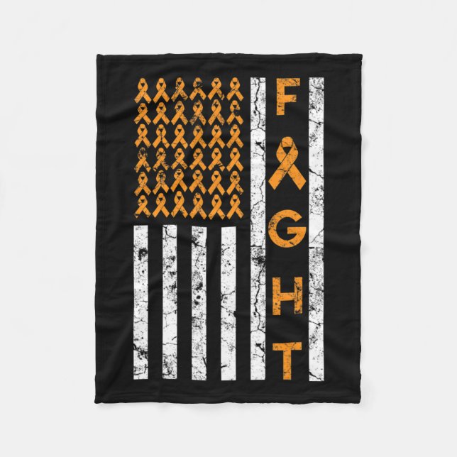 Amerikansk Flagga Orange Ribbon Leukemia Awareness Fleecefilt (Framsidan)