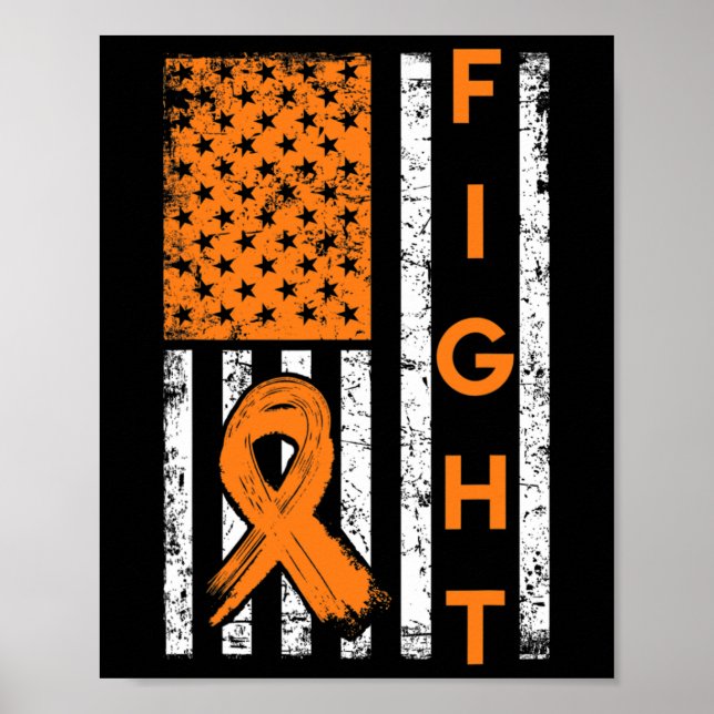 Amerikansk Flagga Orange Ribbon Leukemia Awareness Poster (Framsidan)