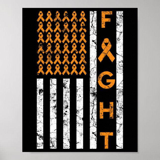 Amerikansk Flagga Orange Ribbon Leukemia Awareness Poster (Framsidan)