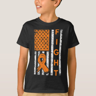 Amerikansk Flagga Orange Ribbon Leukemia Awareness T Shirt