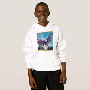 Amerikansk flagga Örn flygande i himlen guld folie T Shirt