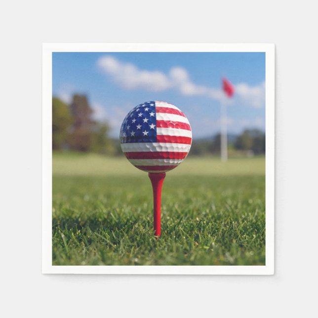 Amerikansk flagga på en golfboll pappersservett (Framsidan)