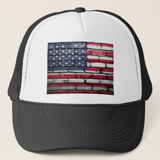 Amerikansk flagga på en tegelvägg keps (Framsida)