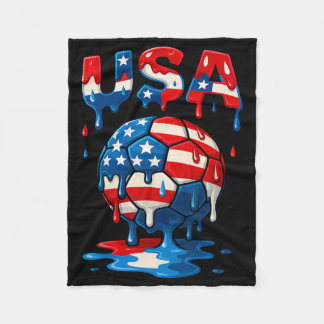 Amerikansk Flagga På Fotboll Ll Drip Style Män Kvi Fleecefilt