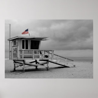 Amerikansk Flagga på Lifeguard Shack Poster
