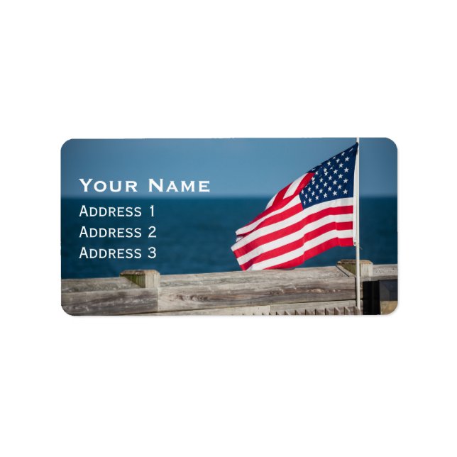 Amerikansk Flagga på South Carolina Pier Adressetikett (Framsidan)