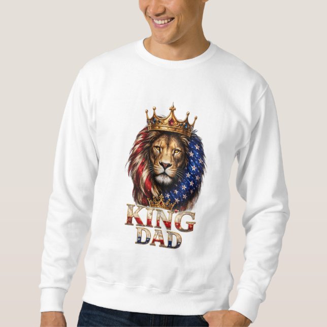 Amerikansk Flagga Pappa Lejon  Lång Ärmad Tröja (Framsida)