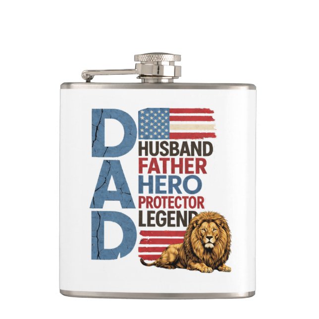 Amerikansk flagga Pappa Lejon Patriotisk  Fickplunta (Framsidan)