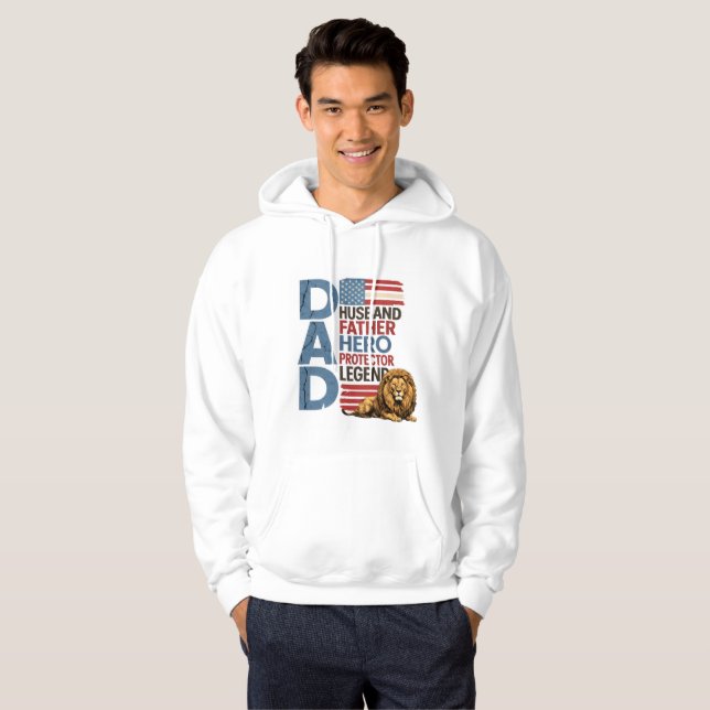 Amerikansk flagga Pappa Lejon Patriotisk Hoodie (Hel framsida)