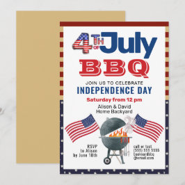 Amerikansk Flagga Patriotic 4:e juli-inbjudan till Julkort