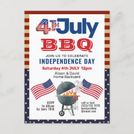Amerikansk Flagga Patriotic 4:e juli-inbjudan till Vykort