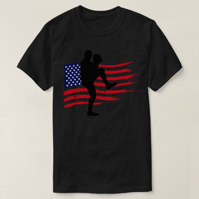 Amerikansk Flagga Patriotic Baseball 3 T Shirt (Design framsida)