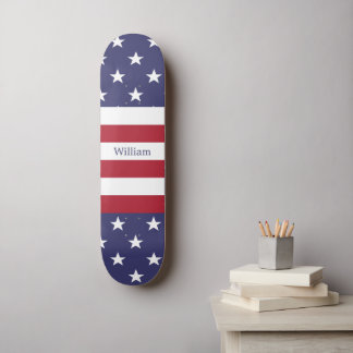 Amerikansk Flagga Patriotic Custom Name Blue Red W Mini Skateboard Bräda 18,5 Cm