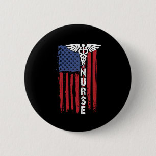 Amerikansk Flagga Patriotic Nurse Week Nursing Knapp