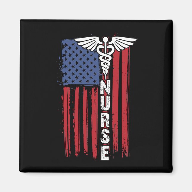 Amerikansk Flagga Patriotic Nurse Week Nursing Magnet (Framsidan)