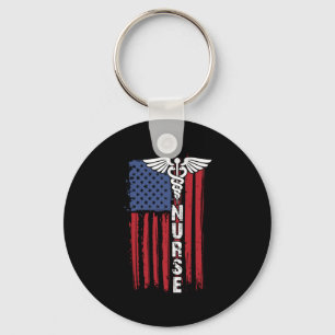 Amerikansk Flagga Patriotic Nurse Week Nursing Nyckelring