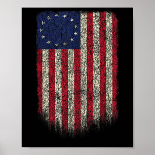 Amerikansk flagga patriotisk 1776 Betsy Ross Usa D Poster