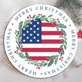 Amerikansk Flagga Patriotisk jul Underlägg Papper Rund