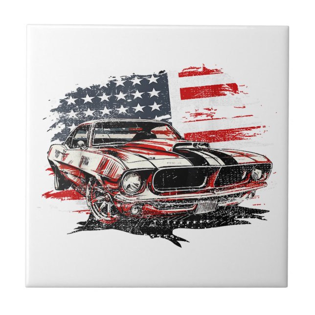 Amerikansk flagga patriotisk kakelplatta (Framsidan)