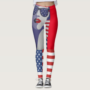 AMERIKANSK FLAGGA PATRIOTISK YOGA BYXOR
