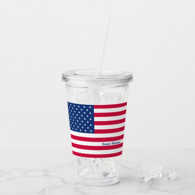 Amerikansk Flagga | Personlig Patriotic Take Away Mugg (Baksida Ice)