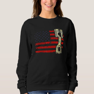 Amerikansk Flagga Piston Muscle Car Patriotic Vint T Shirt