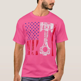 Amerikansk Flagga Piston Muscle Car Patriotic Vint T Shirt