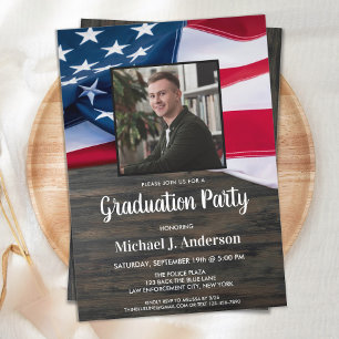 Amerikansk Flagga Polischef Photo Studenten Invi Inbjudningar