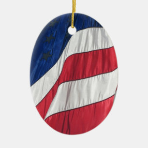 Amerikansk Flagga Porcelain Oval Ornament